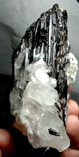 422 Gram Beautiful Black Tourmaline with Quartz Crystal specimen @ Afghanistan