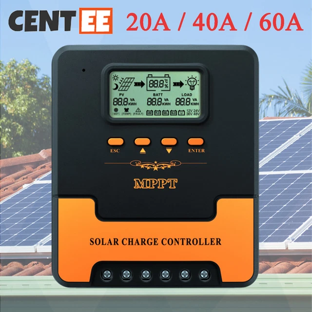 Regolatore di carica solare MPPT 20A 40A 60A 12V/24V regolatore pannello solare 100 V 50 V display LCD