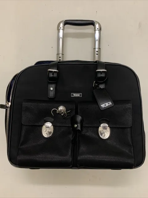 Preowned TUMI Arrive Black Compact 2 Wheeled Business Briefcase - 73013D2 $1300