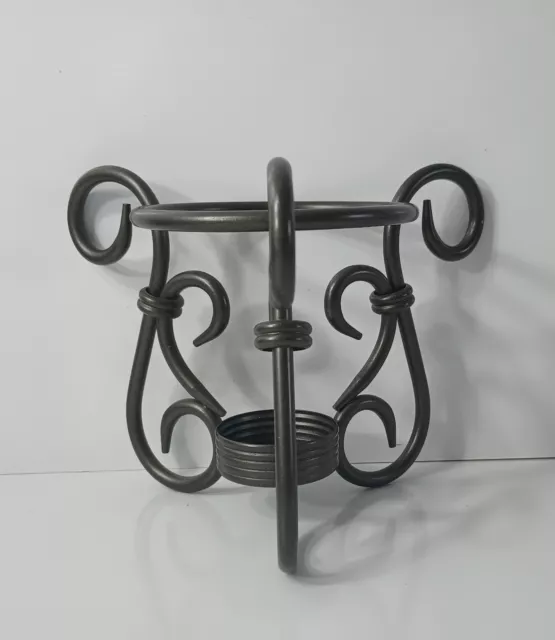 Vintage Party Lite Candle Holder Stand Dark Gray Metal Taiwan