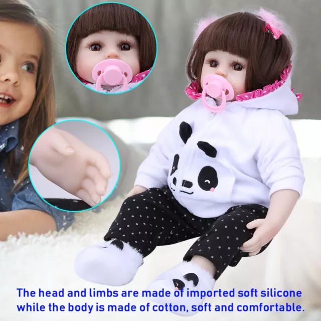 (Panda 48 Cm)LZKW Reborn Baby Doll Doll Soft Silicone 48cm/19in Play