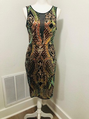Haute Monde Dress Multicolor short Flapper with Sequin  Size L