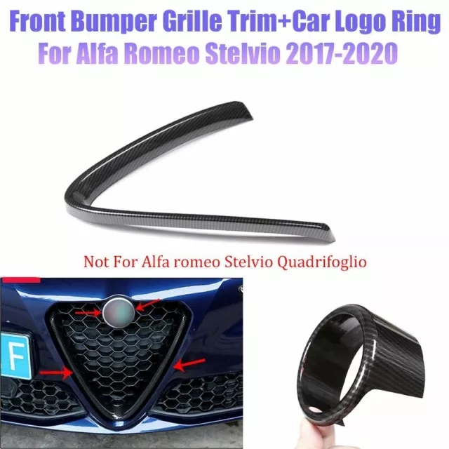 2017-2021 Front Stoßstange Cover Grill Trim+Logo Ring für Alfa Romeo Stelvio Neu