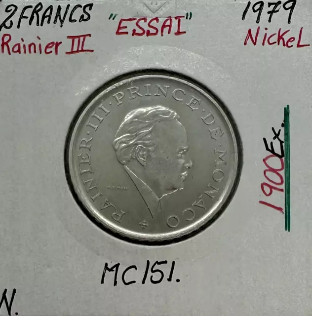 MONACO - 2 FRANCS 1979 (Rainier III) Monnaie en Nickel // ESSAI