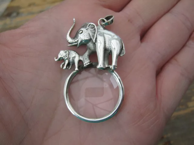 Lente lupa de plata esterlina con sello inglés elefante becerro