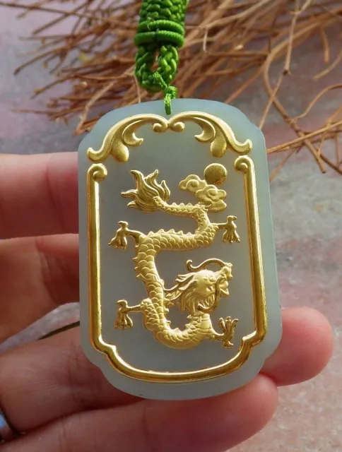 Certified 24K Yellow Gold Hetian Nephrite Natural Jade Dragon Ruyi 生意兴隆 673268