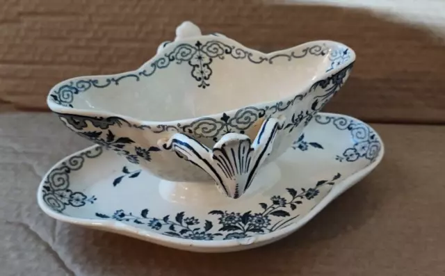 Jolie Saucière Ancienne " Moscou" de Sarreguemines et Digoin - SUPERBE ET RARE