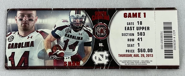 CFB 2013 08/29 North Carolina at South Carolina Football Ticket-Jadeveon Clowney
