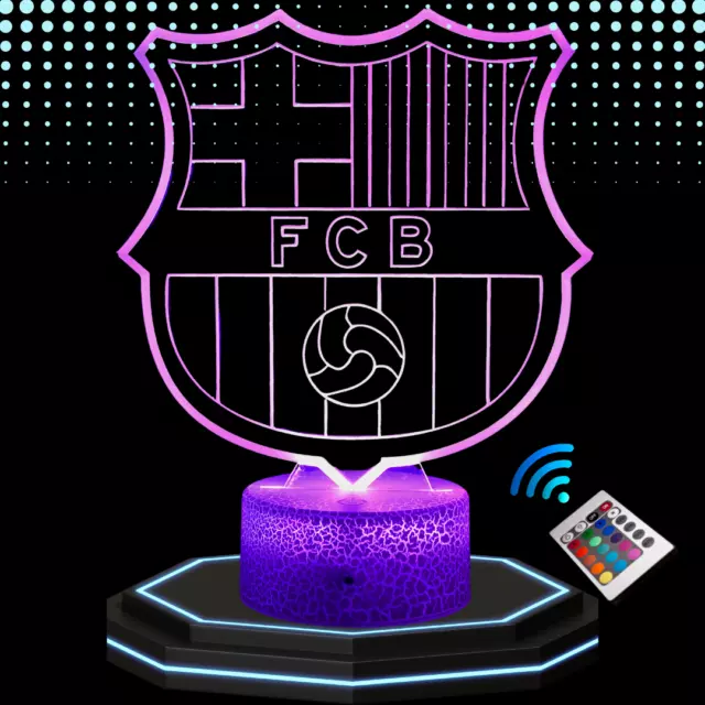Lampe chevet 3D LED FC Barcelone foot Barca  - Veilleuse changement couleur