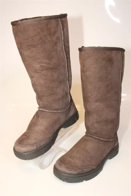 UGG Australia Uggs Womens 5 Ultimate Tall Braid 5340 Brown Suede Shearling Boots