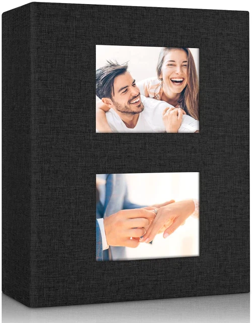 Álbumes de fotos de lino 4x6, álbum de fotos pequeño tiene 200 bolsillos, álbum de fotos negro