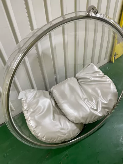 RETRO HANGING PERSPEX Bubble Chair And Cushions Used With