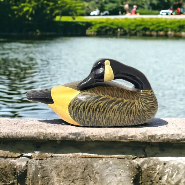 Large Vintage 22 Inch Long Hand Carved Solid Wood Canadian Goose Decoy 11 Pounds