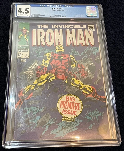 The Invincible Iron Man #1 (May 1968) ✨ Graded 4.5 OFF-W to WHITE by CGC ✔