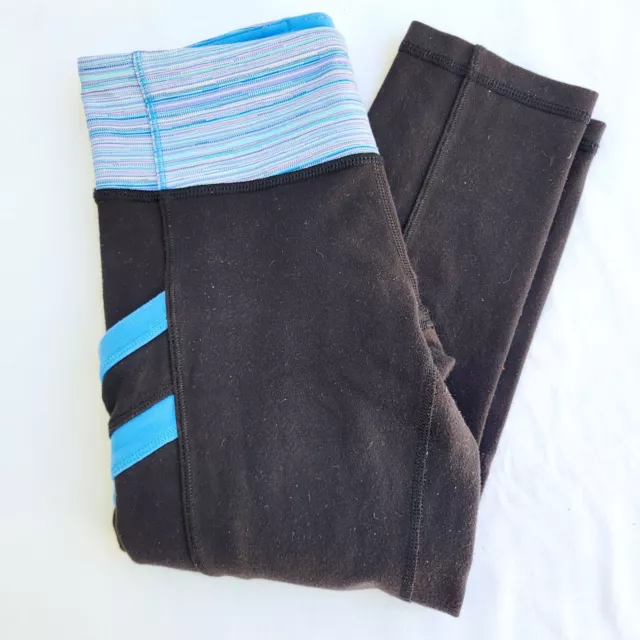 Ivivva by Lululemon Girl's Black/Blue Athletic Capri Legging Pants - size 10