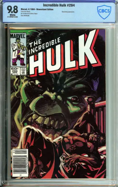 Incredible Hulk #294 Cbcs 9.8 White Pages // Newsstand Marvel Comics 1984