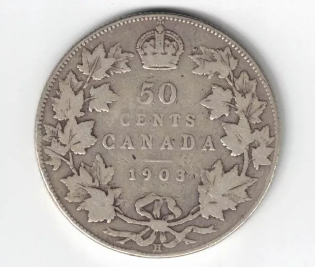 Canada 1903H 50 Cents Half Dollar King Edward Vii Sterling Silver Canadian Coin