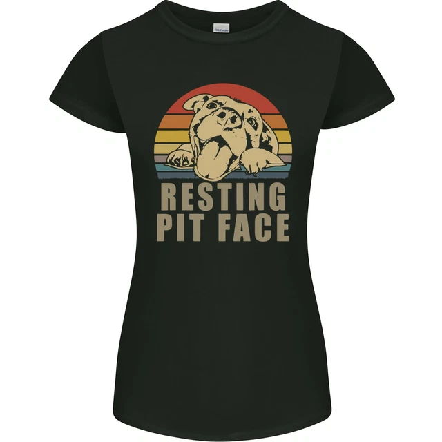 Resting Pit Bull Face Funny Dog Puppy Womens Petite Cut T-Shirt