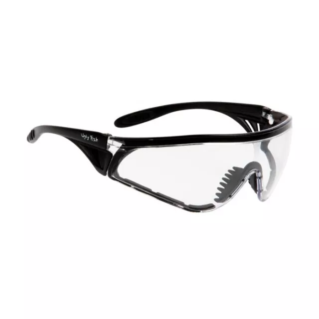 Ugly Fish Flare Vented Arms Positive Seal Black Frame Clear Lens Safety Glasses