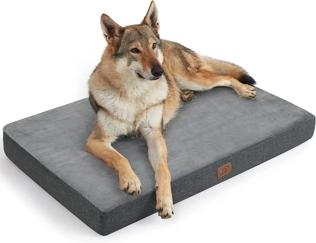 Bedsure Coussin Chien Mémoire de Forme - Tapis pour L(89x56x8cm), Gris