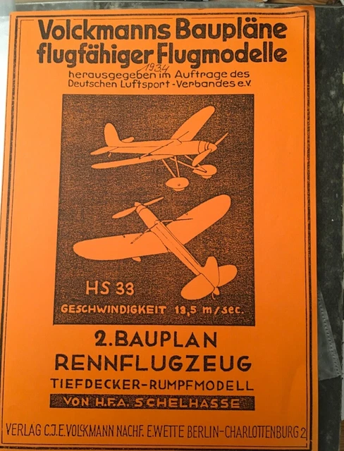 Volckmanns Baupläne. 2. Bauplan. Rennflugzeug Tiefdecker-Rumpfmodell