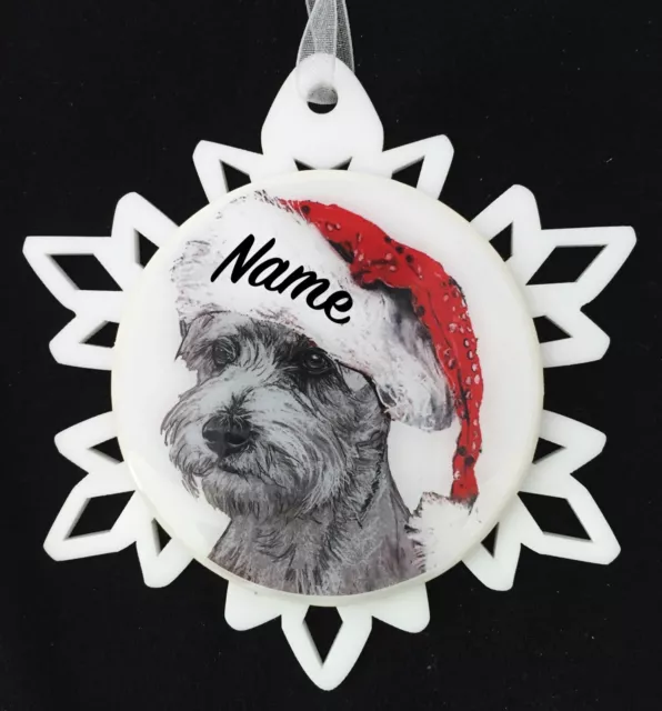 Santa Schnauzer Dog Breed Personalized Christmas Ornament