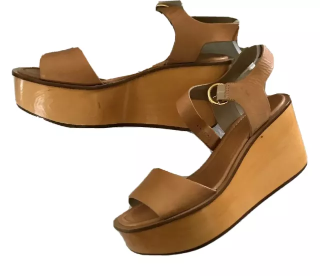 New Michael Kors Bridgette Leather Platform Peep Toe Wedge Sandals Wmns 9/39.5