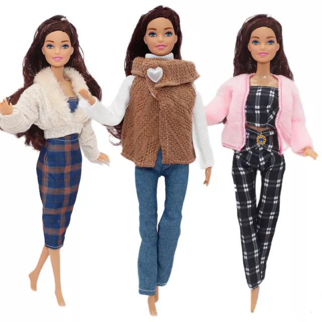 Autumn Winter Fashion Plush Coat Sweater Fit 11.5 Inch 1/6 Scale Dolls Clothes