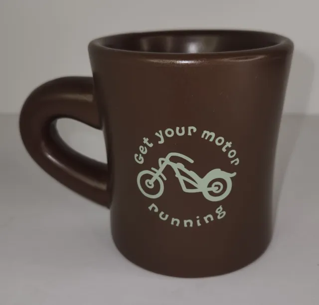 Life is Good Coffee Mug Get Your Motor Running Brown Motorcycle Cup