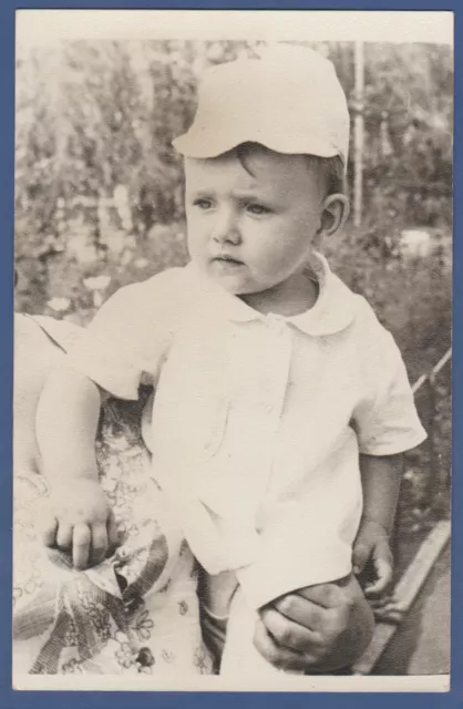 Beautiful Boy in a Cap, Sweet Child Soviet Vintage Photo USSR