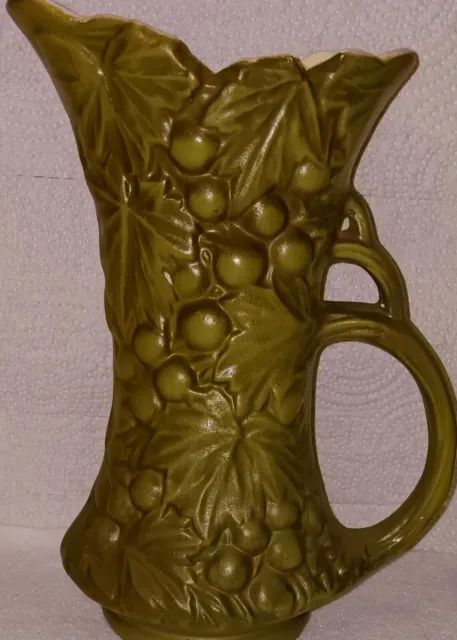 Vintage McCoy Pottery Grapevine Olive Green Vase