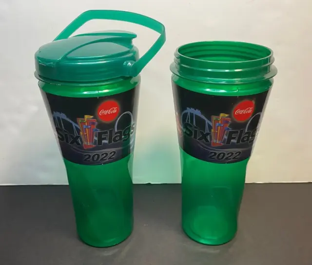 Six Flags 2022 refillable souvenir drink bottle cup collectible Coca-Cola Coke