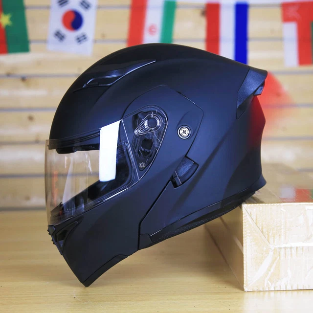 thumbnail image 2 of TCMT DOT Flip Up Full Face Motorcycle Helmet – Adult Unisex, Black Gloss, ATV/Street/Off-Road, S/M/L/XL 2 of 5