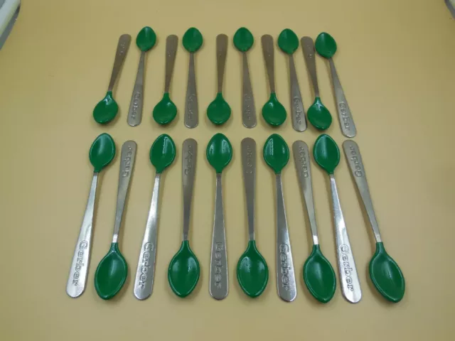 Lot Of 20 New Old Stock Gerber Stainless Steel Soft Tip Baby Spoons Prompt Ship