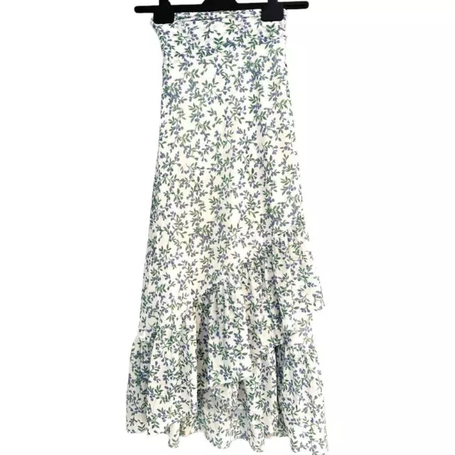 GANNI blue & green Floral Wrap Skirt Midi Small Uk 8 US 4 RRP £180