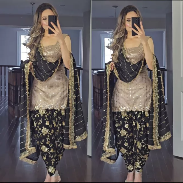 INDIAN PUNJABI STYLE Patiala Dhoti Kurta With Dupatta Sets Women Salwar Kameez 50.15 PicClick UK