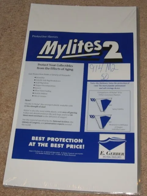 50 Mylites 2 Mil Mylar Legal Document or Graded Comic Book Bags sleeves CGC CBCS
