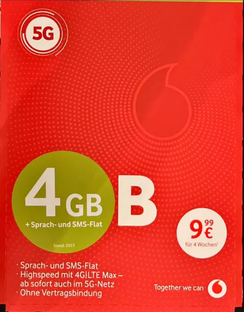 SIM Karte Vodafone Prepaid - NICHT AKTIVIERT - Nummer wählen