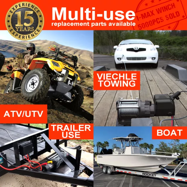 Wireless 3000LBS / 1360KG 12V Electric Steel Cable Winch Boat ATV 4WD Trailer 3