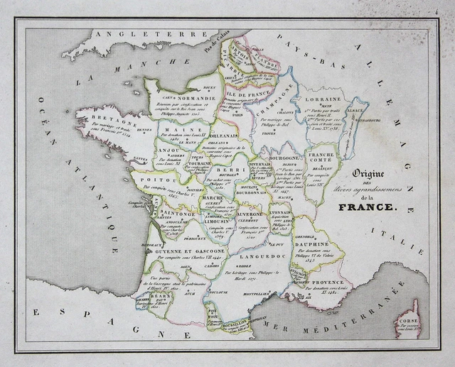 ENV. 1830 FRANCE Départements Compartiments Map Carte Gravure EUR 24,04