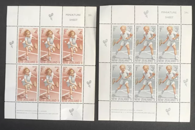New Zealand 1972 Health Miniature Sheets x 2 "Tennis" MNH Stamps