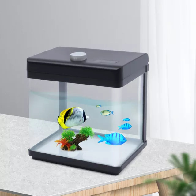 2.5Gallon Aquarium Kit Fish Tank Black Low Noise Bedroom Desktop Fish Tank NEW