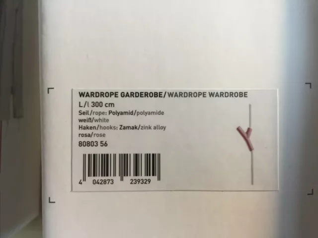 Authentics Wardrope - Garderobenseil  Garderobe  3m länge weiß / rosa 8080356