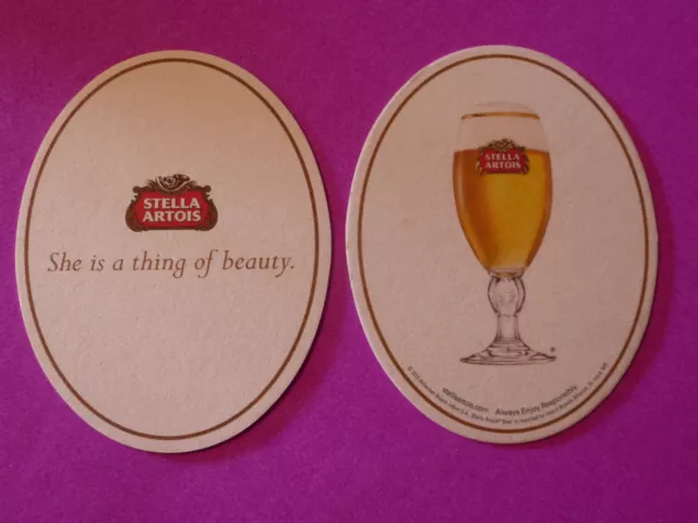 BEER Collectible COASTER: STELLA ARTOIS "She is a Thing of Beauty" BELGIUM Bier