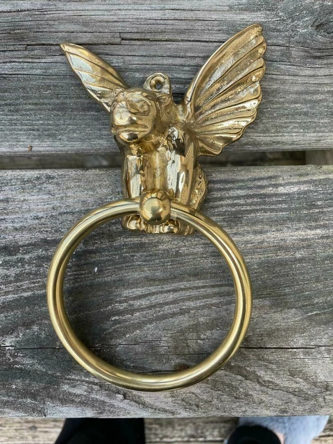 Vintage Brass Winged Gargoyle Door Knocker  NEW OLD STOCK UNUSED