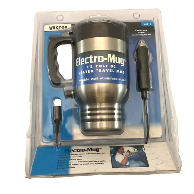 Heated Travel Mug - Ceramic 12-Volt DC VEC214 - Electro-Mug Stainless Steel
