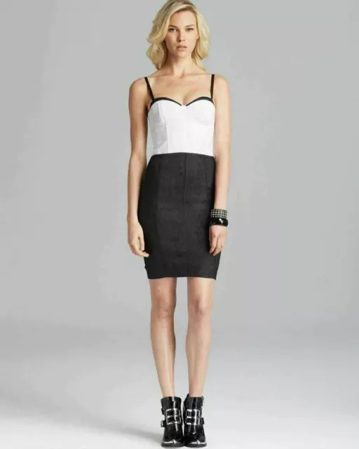 Alice + Olivia Jasmyn Bustier Dress Sz 8 Black Ivory