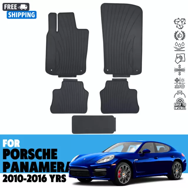 Floor mats for PORSCHE PANAMERA 2010-2016 All Weather Rubber Set Black Anti-slip