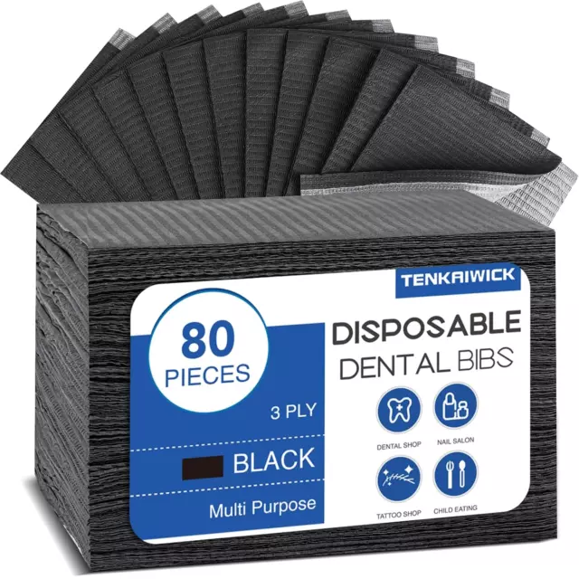 80 Pack Disposable Dental Bibs 13"X18"，3-Ply Waterproof Tattoo Bibs Sheet 2