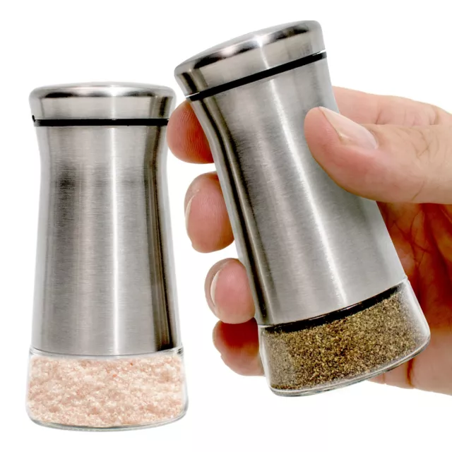 Premium Salt And Pepper Shakers With Adjustable Pour Holes Elegant Stainless Ste